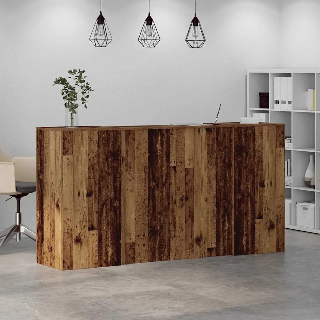 recepciós pult antik fa 200x50x103,5 cm szerelt fa