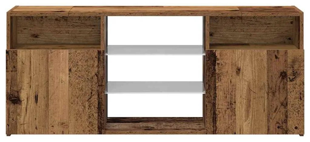 antik fa színű szerelt fa TV-szekrény LED-ekkel 120x30x50 cm
