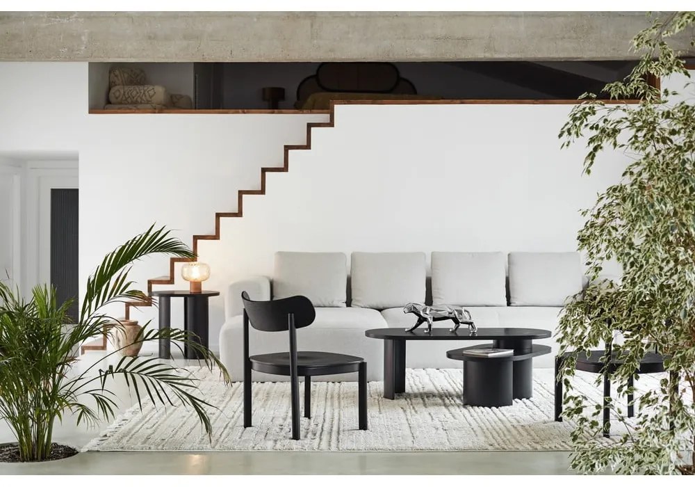 Fekete dohányzóasztal kőrisfa dekorral 120x50 cm Nori - Teulat