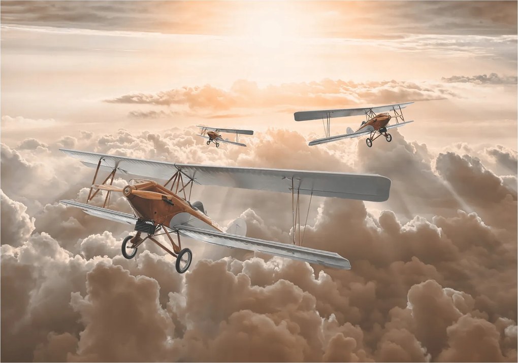 Fotótapéta Retro Biplanok a felhőkben Aviatika Inspiráció 368x254 +ragasztó