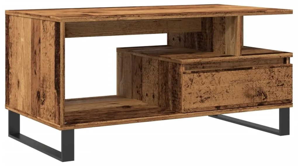 antik fa színű szerelt fa dohányzóasztal 90 x 49 x 45 cm