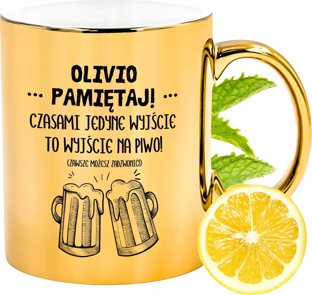 Prémium Arany Csillogó Bögre Olivia Ajándék Nyomtatott Fotóval