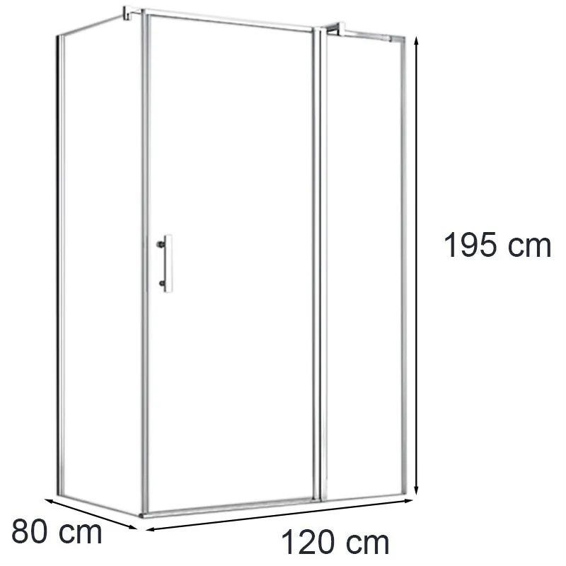 Simple 80x120 cm nyílóajtós aszimmetrikus zuhanykabin zuhanytálca nélkül