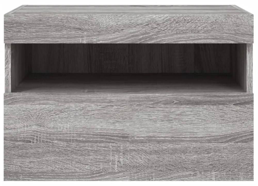 szürke sonoma színű fali TV-szekrény LED-ekkel 60x30x40 cm