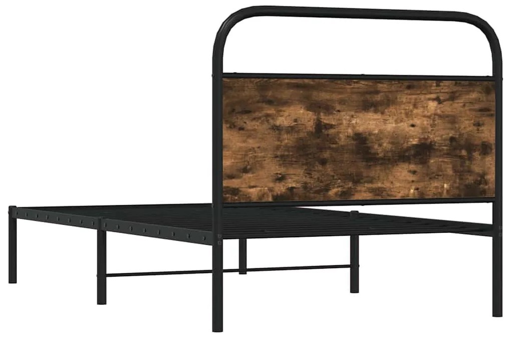 ágykeret matrac nélkül 90x190 cm füstölt tölgy fűrészelt fa