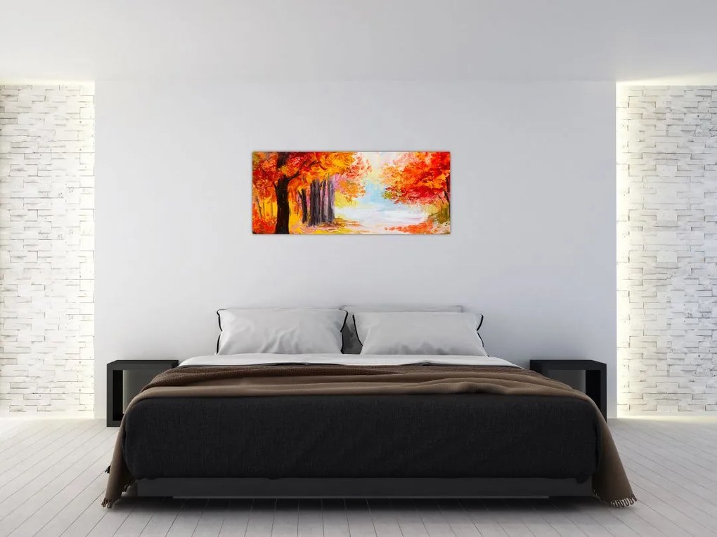 Kép - olajfestmény, színes ősz (120x50 cm)