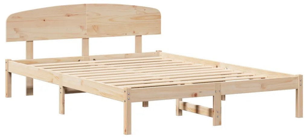 vidaXL Ágykeret fejtámlával Természetes 150 x 200 cm Tömör fenyőfa