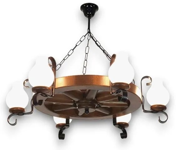 Brilagi - ROATA láncos csillár 6xE14/40W/230V, átmérő 70 cm, bükk/dió