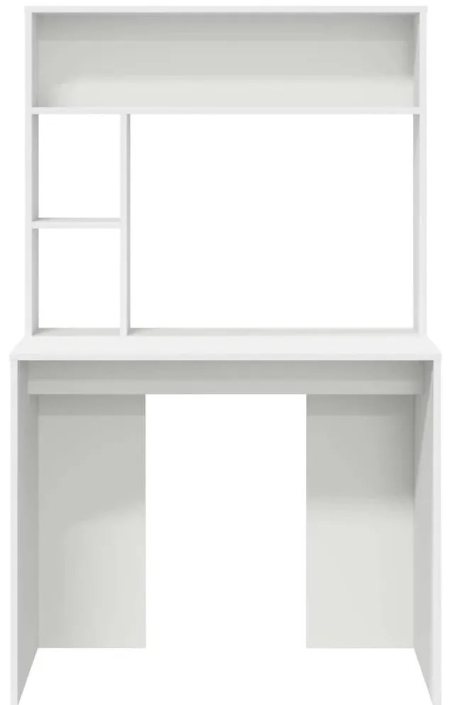 Asztal polcokkal tárolóval Fehér 91 x 50 x 149 cm Faanyag