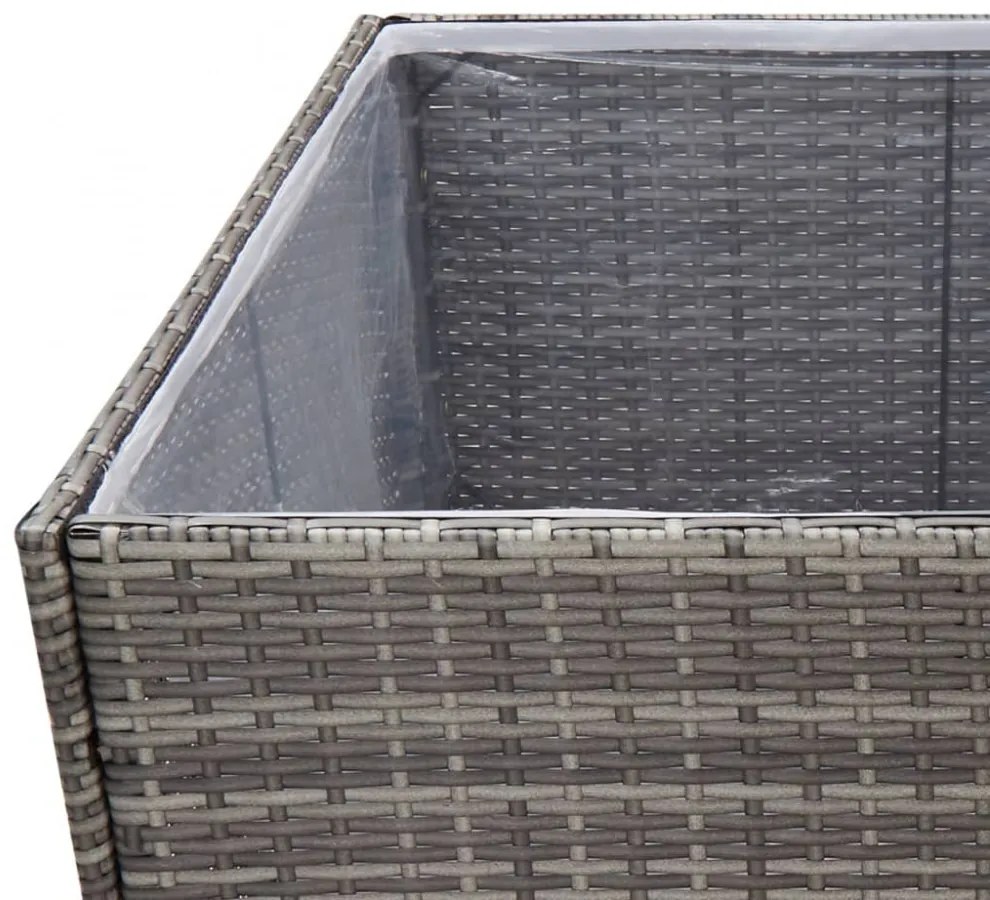 szürke polyrattan kerti ültetőláda 80x80x80 cm