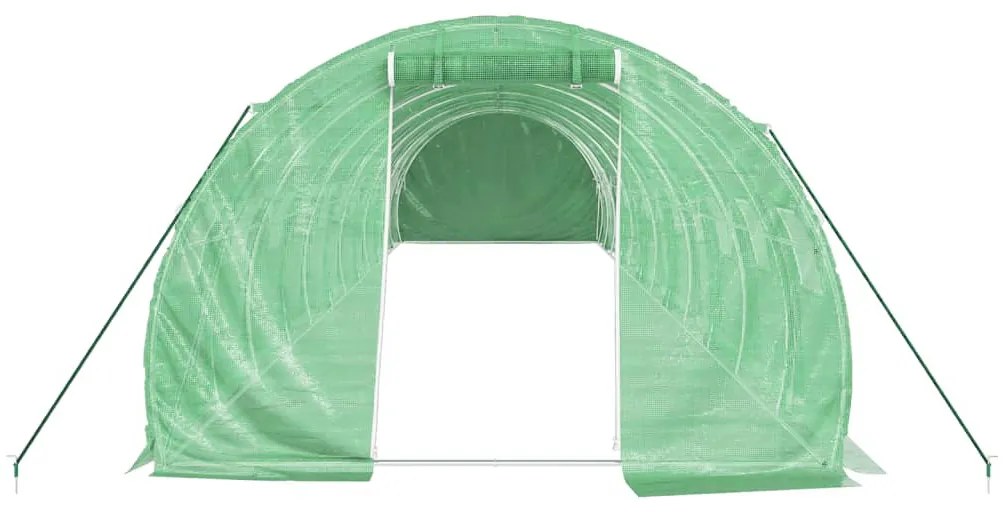 zöld acélvázas melegház 36 m² 12 x 3 x 2 m