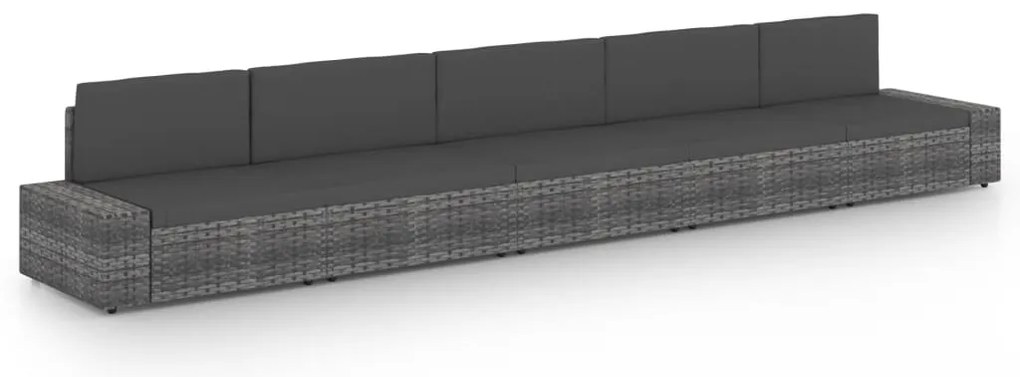 vidaXL 5 részes szürke polyrattan kerti ülőgarnitúra párnákkal