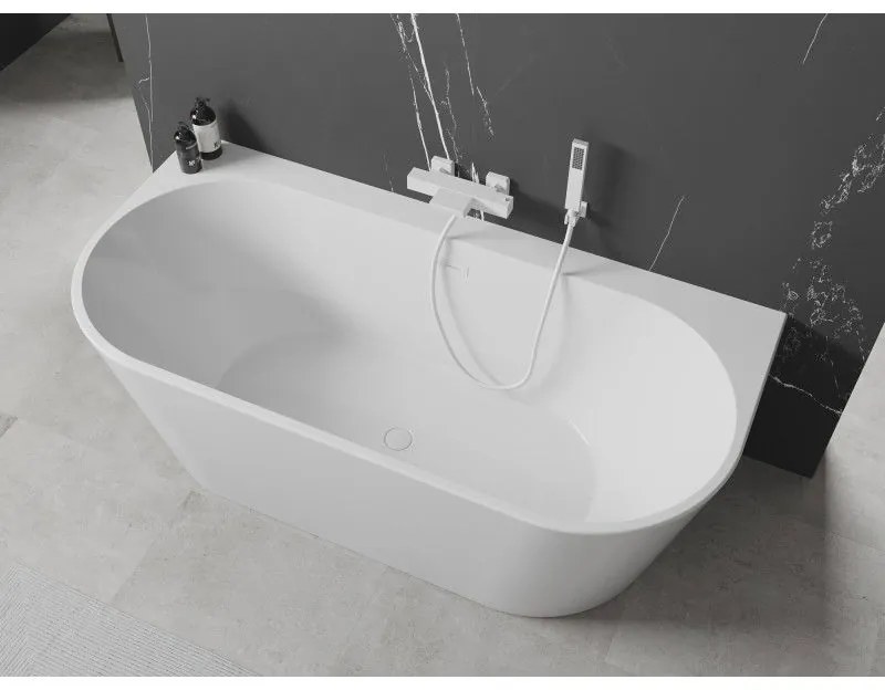 Mexen Oval+, falhoz szabadon álló kád 170 x 80 cm, fehér fényes, fehér túlfolyó, 52681708000-20