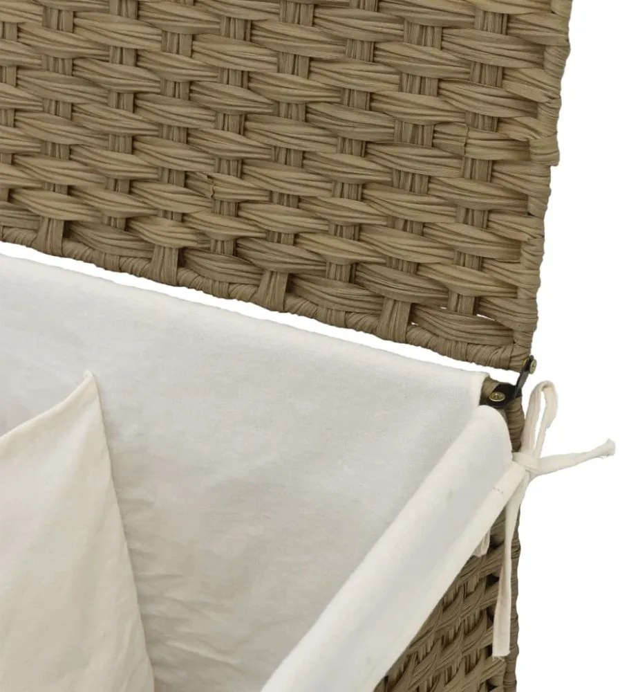 polyrattan szennyeskosár 2 rekesszel 53x33x57 cm