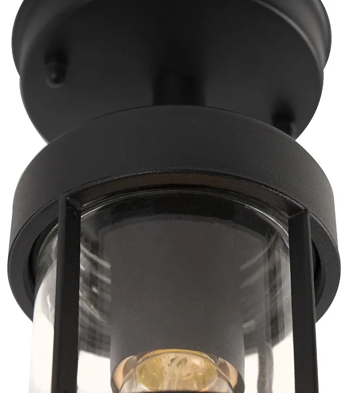 Rusztikus kültéri mennyezeti lámpa fekete üveggel IP44 - Elza