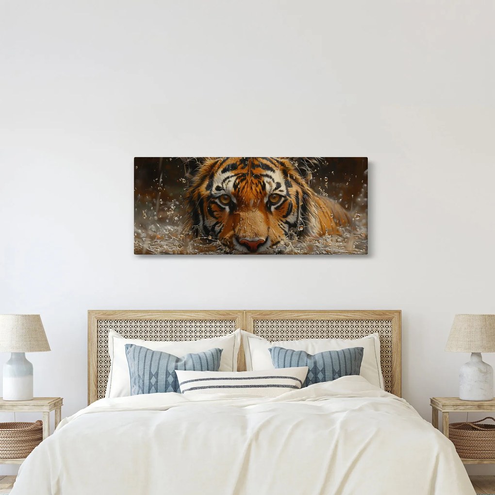 Kép - Portré egy tigris a vízben (120x50 cm)