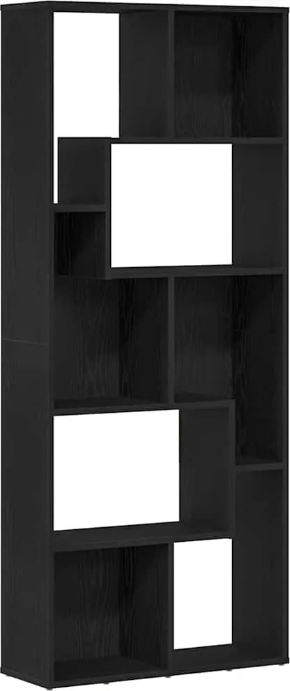 vidaXL fekete tölgy színű szerelt fa könyvespolc 67 x 24 x 161 cm