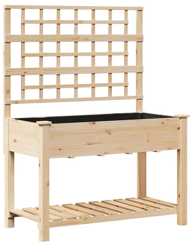 Kerti Virágláda Trellis-szel és Polccal 115x59x152 cm Tömör Fenyő