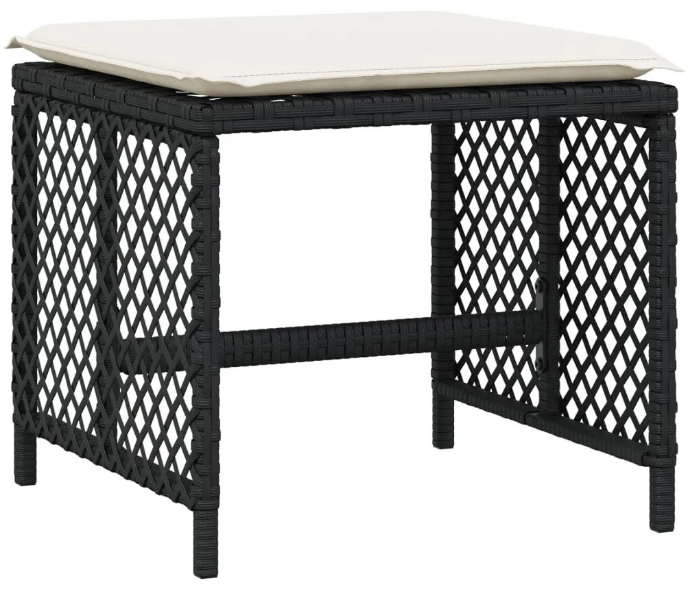 4 db fekete polyrattan kerti szék párnával 41 x 41 x 36 cm