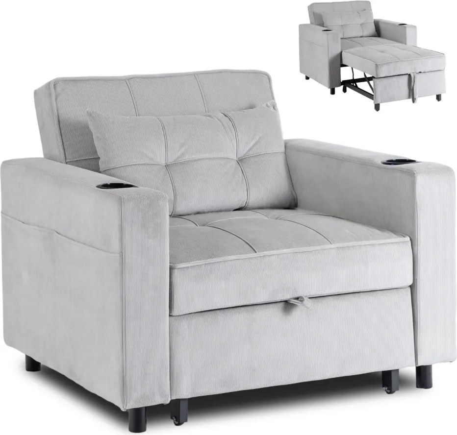 Dönthető fotel szürke kord kárpittal – SOLOR