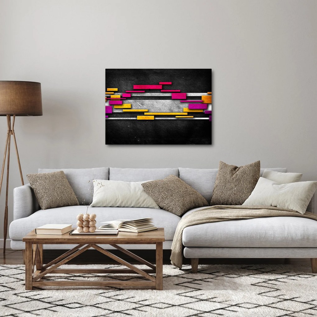Egy kép a színes absztrakció fekete alapon (70x50 cm)