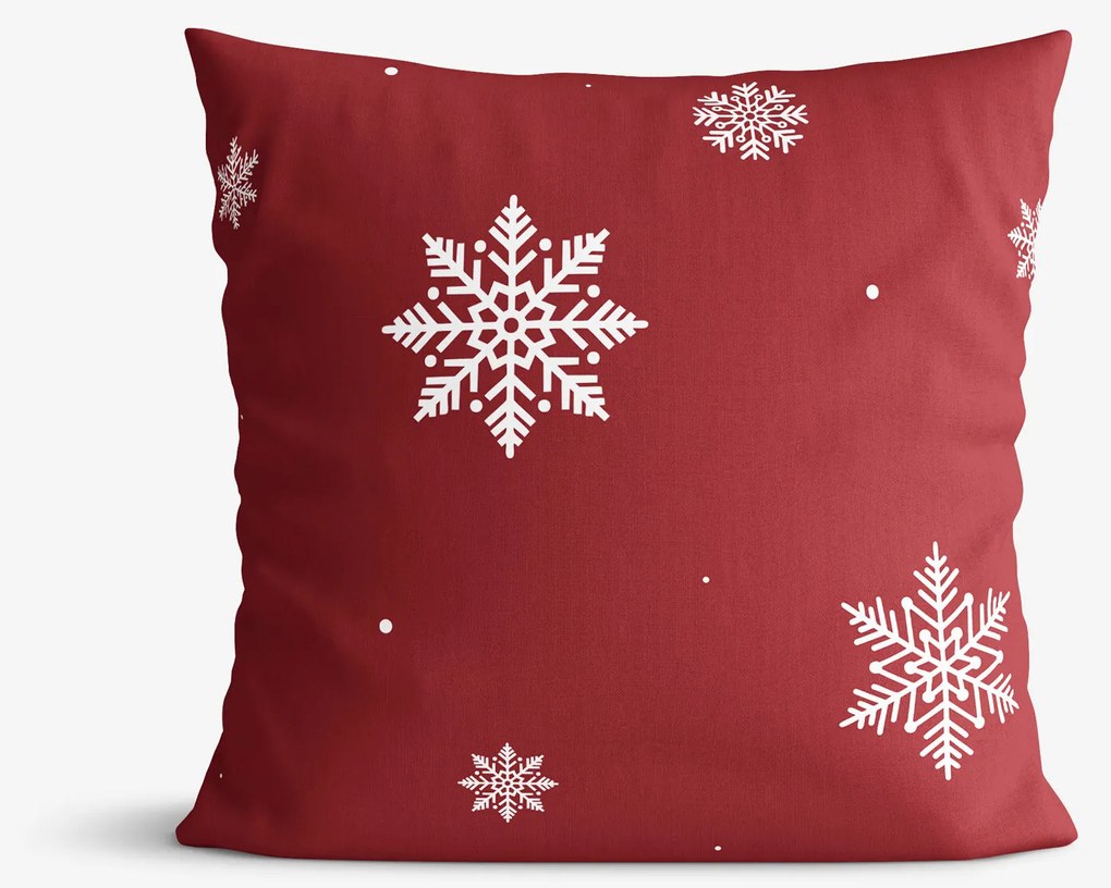 Goldea karácsonyi pamut párnahuzat - hópelyhek piros alapon 50 x 60 cm