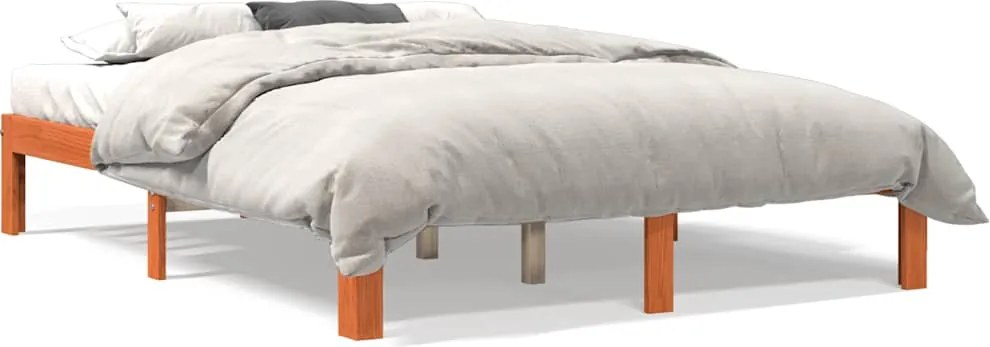 vidaXL viaszbarna tömör fenyőfa ágy matrac nélkül 140 x 190 cm
