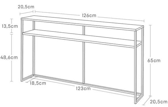 Fekete-sötétbarna konzolasztal kőrisfa dekorral 20,5x126 cm Tower – YAMAZAKI