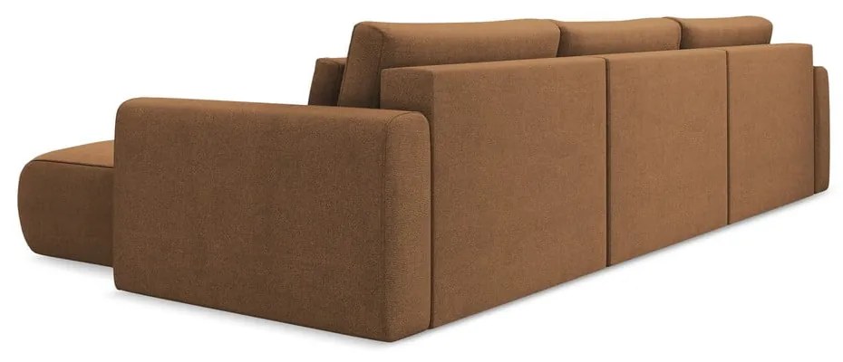 Terrakotta színű kinyitható-tárolóhelyes (U alakú) sarokkanapé Kapua – Makamii