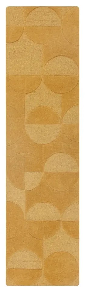 Okkersárga gyapjú futószőnyeg 60x230 cm Gigi – Flair Rugs