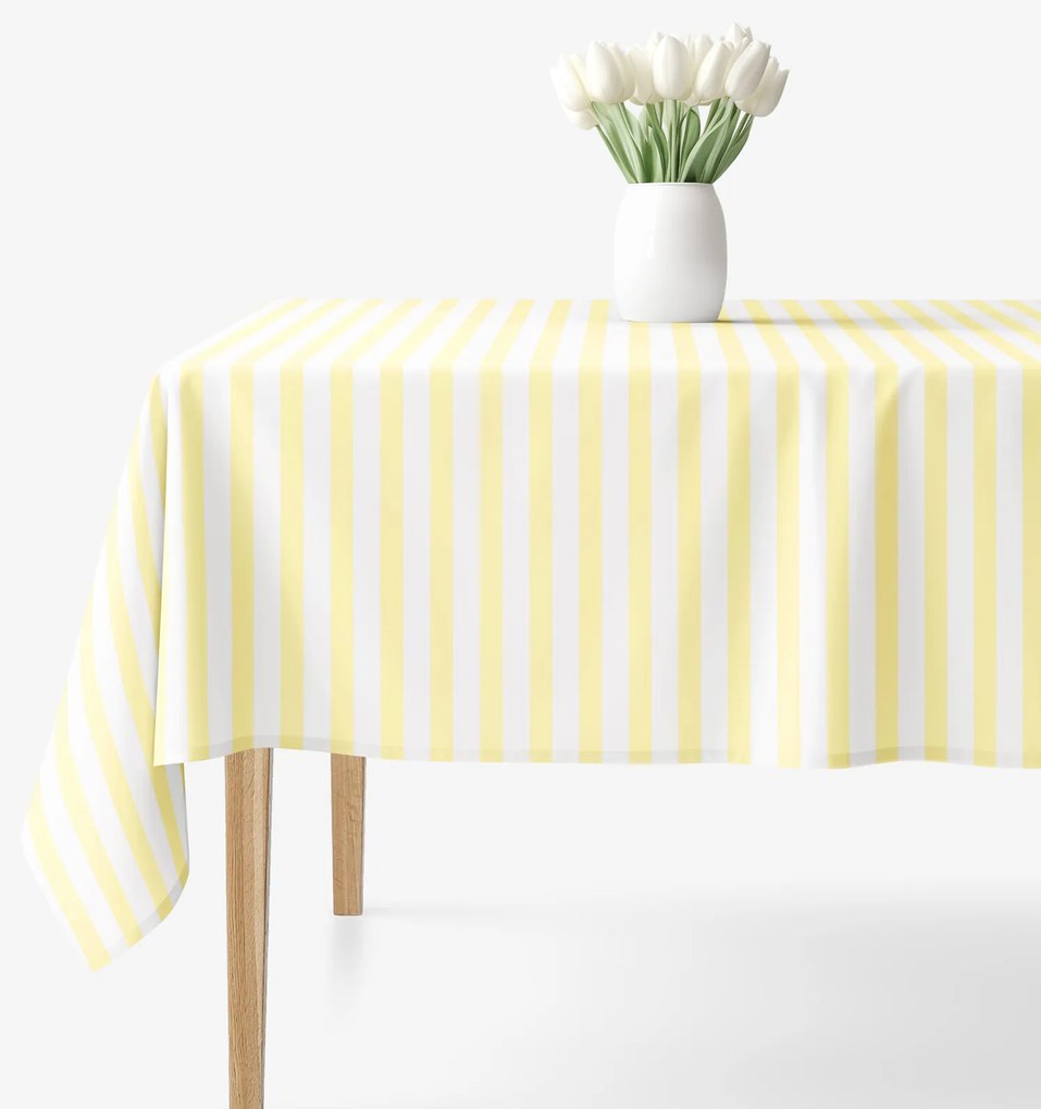 Goldea szögletes terítő 100% pamutvászon - sárga csíkos 100 x 100 cm