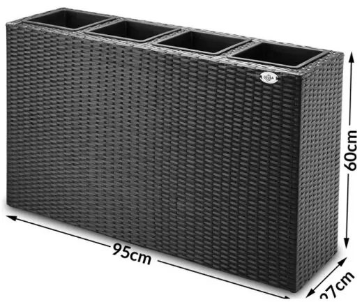 Casaria® Virágtartó - 4 darabos - 95x27x60 cm - fekete
