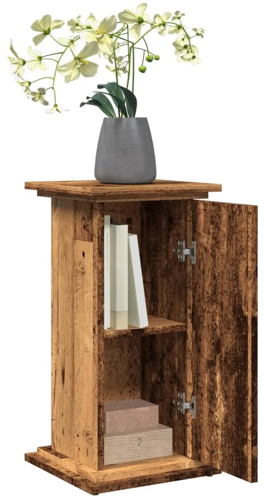 antik fa színű szerelt fa bemutatóállvány tárolóval 31x30x60 cm