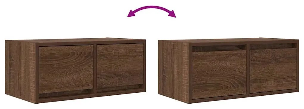 2 db barna tölgy színű szerelt fa TV-szekrény 60x31x25,5 cm