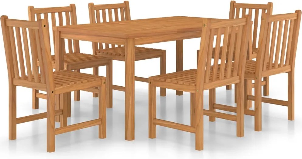 vidaXL 7 részes tömör tíkfa kerti étkezőgarnitúra 150 x 90 cm