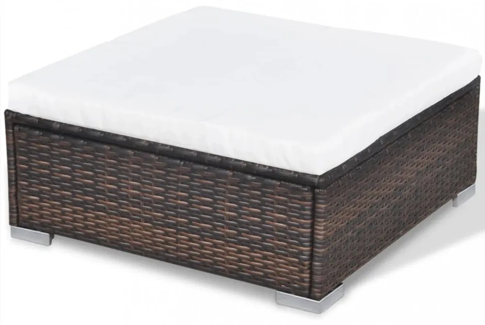 10-részes barna polyrattan kerti bútorszett párnákkal