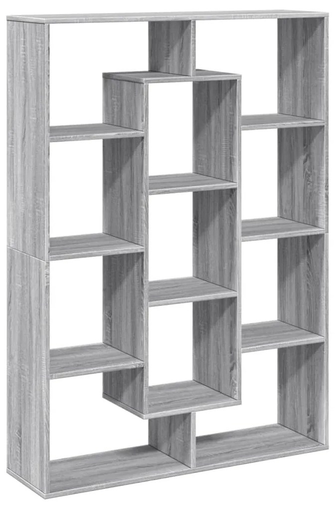 szürke sonoma színű szerelt fa könyvszekrény 102 x 29 x 143 cm