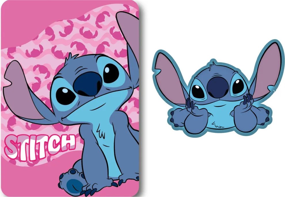 Disney Lilo és Stitch, A csillagkutya Wave Belly polár takaró és forma párna szett