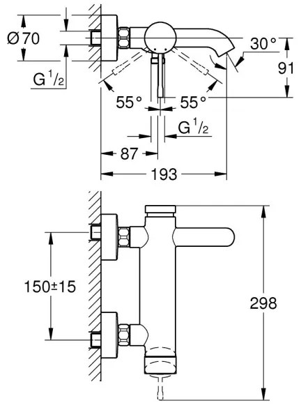 GROHE 33624001 - ESSENCE kádcsaptelep, 193 mm, fényes króm