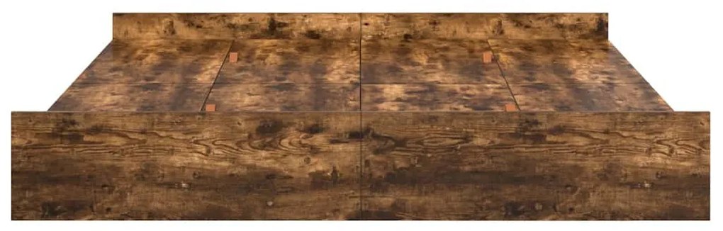 Ágykeret tárolóval fiókkal Füstölt tölgy 200 x 200 cm Faanyag