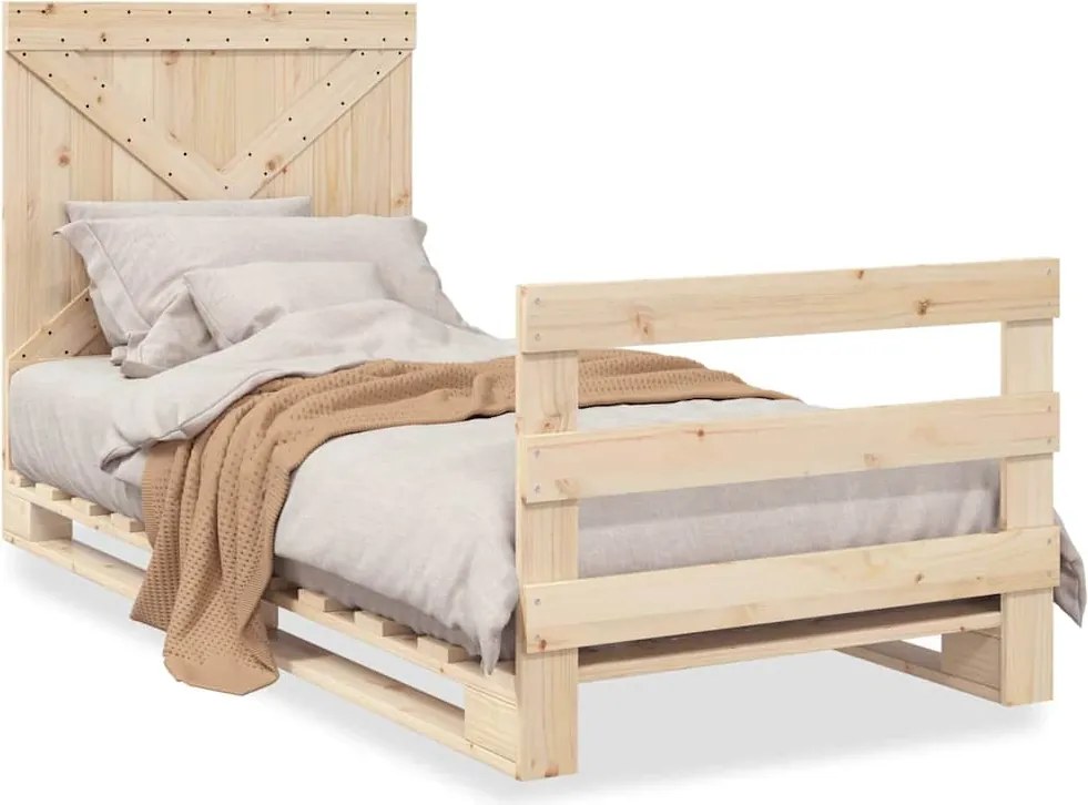 vidaXL tömör fenyőfa ágykeret fejtámlával 90 x 200 cm