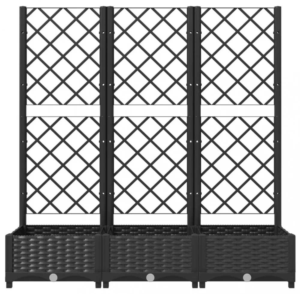 fekete polipropilén rácsos kerti ültetőláda 120 x 40 x 121,5 cm