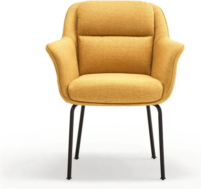 Mustársárga kárpitozott karfás étkezőfotel Sadira – Teulat