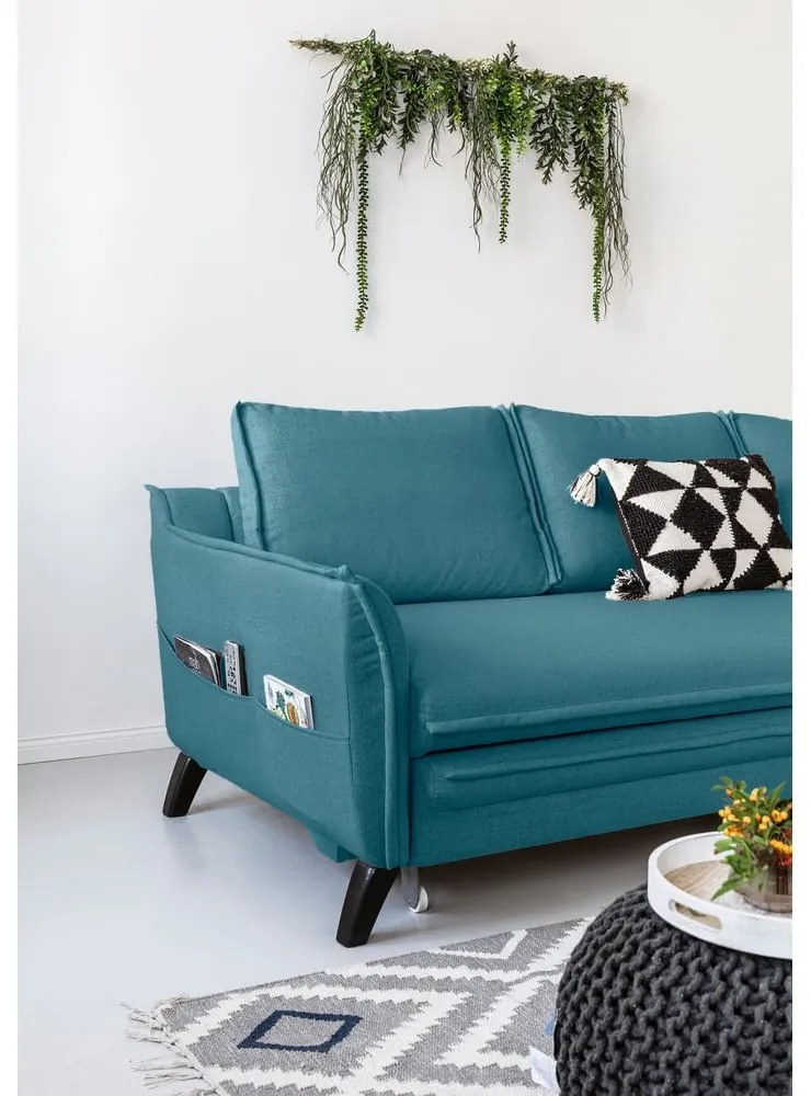 Charming Charlie türkiz kinyitható sarokkanapé, jobb oldali - Miuform