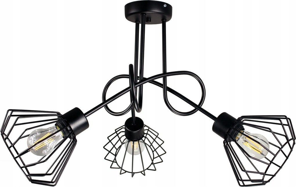 Mennyezeti Lámpa Csillár Edison Gyémánt Fekete Led