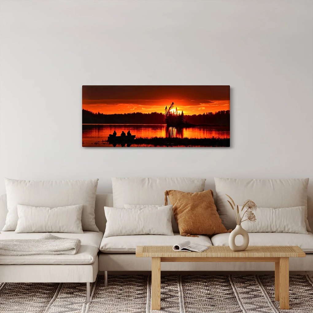 Kép - Halászok a tavon (120x50 cm)