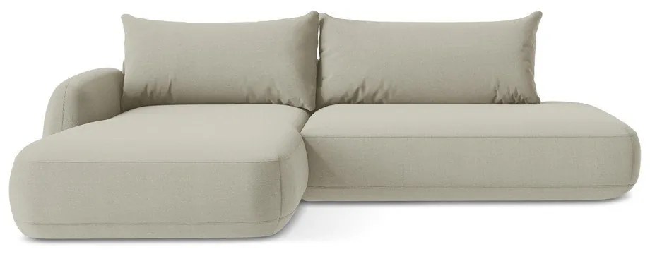 Bézs kinyitható sarokkanapé (bal oldali-heverő résszel) Hale – Makamii