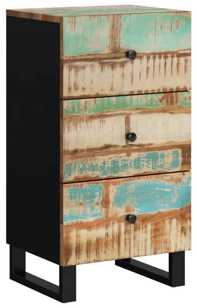 újrahasznosított fa tálalószekrény 3 fiókkal 40x33,5x75 cm