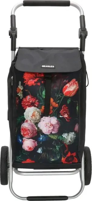 Virágmintás állítható bevásárlókocsi kerekeken „Hercules”