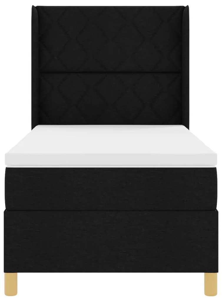 Boxspring Ágy Mattal és LED Fekete 100x200 cm Szövet